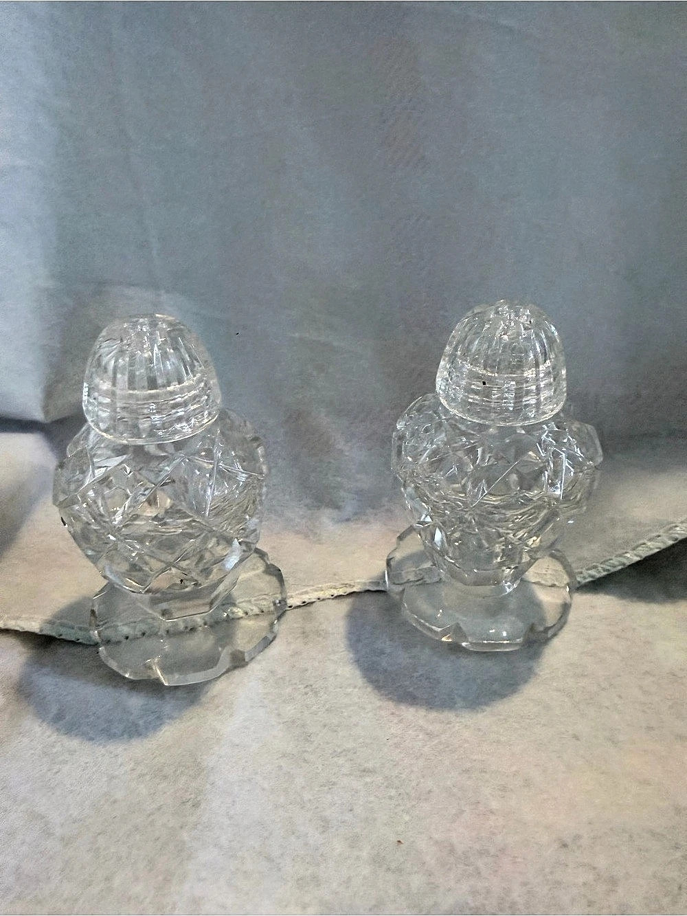 Clear Cut-Glass Salt and Pepper shakers